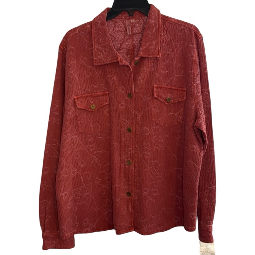 Focus Jacket Red Quilted Button‎ Front in Size XL NWT